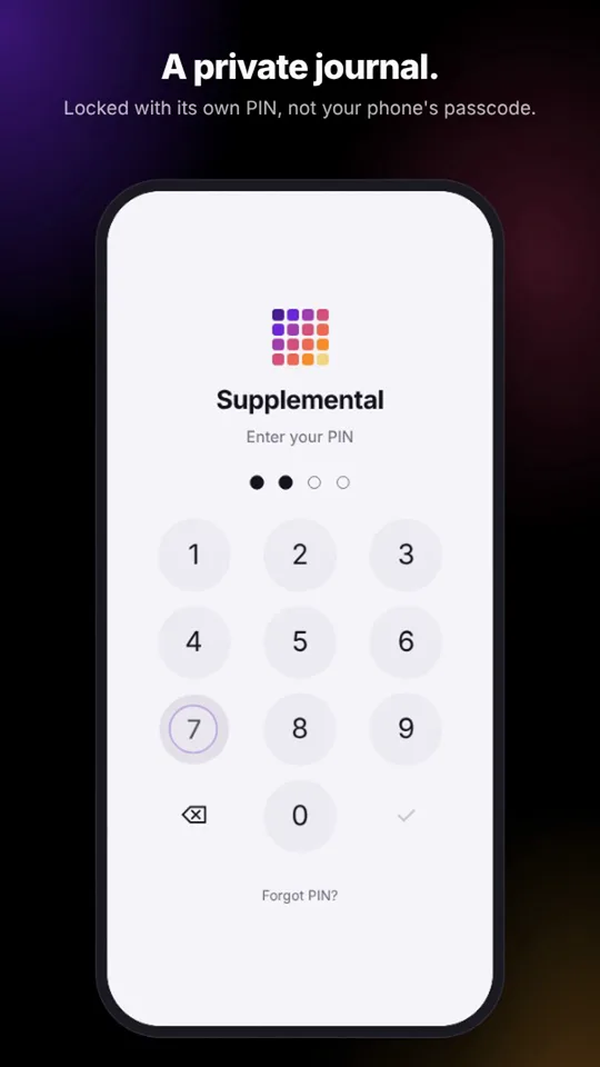 The lock screen with a PIN keypad.